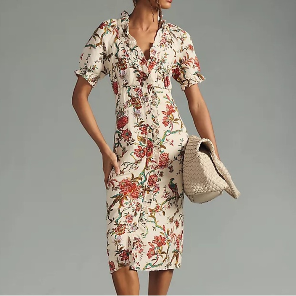 Anthropologie Pilcro Ruffle-Collar Buttondown Dress Size 2β